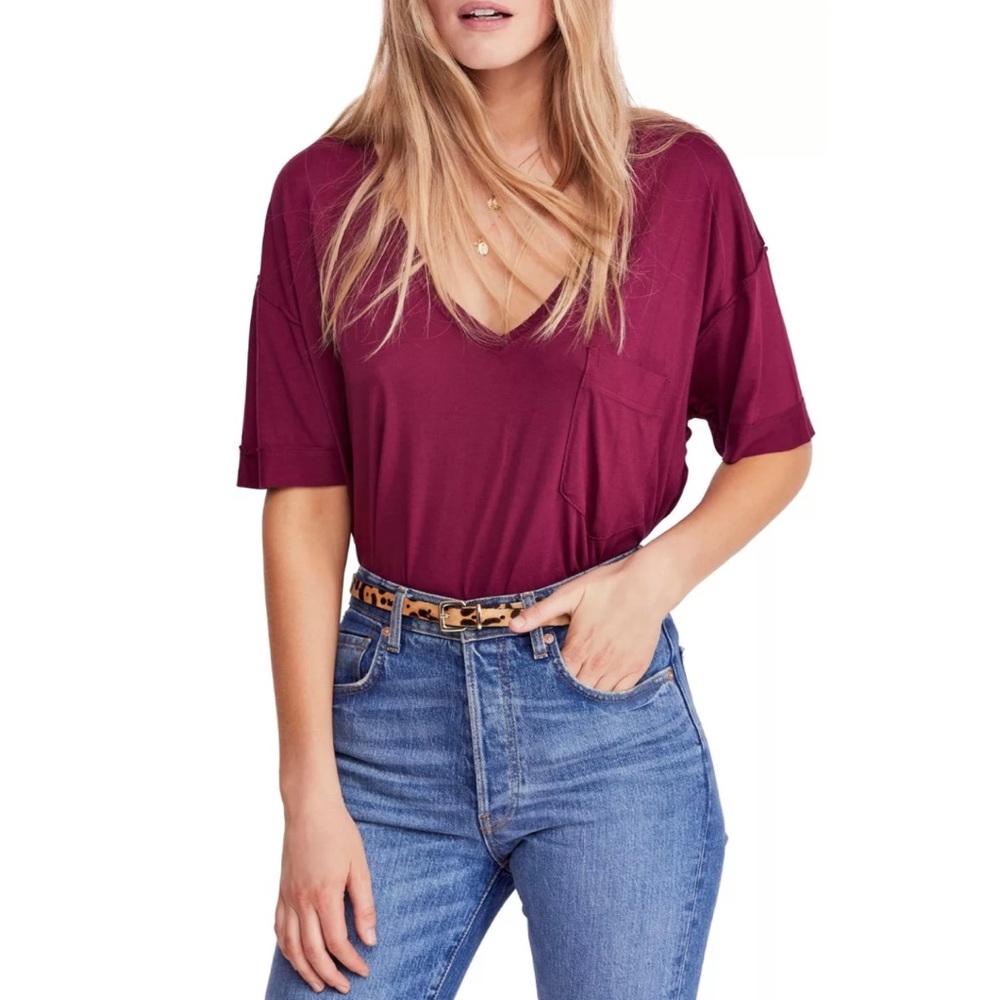 NWT Free People Ronnie T-shirt - Berry Bright